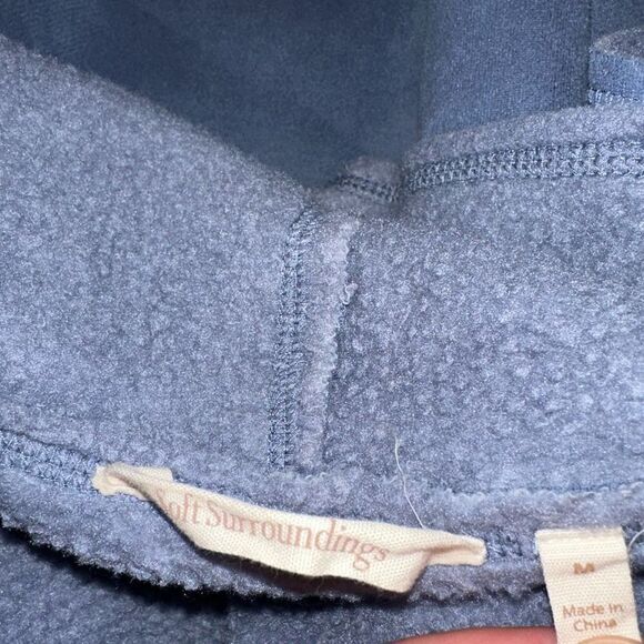 Soft Surroundings Women’s Blue Sueded Fleece Sweater Cardigan Ultimate Cozy - Picture 6 of 11